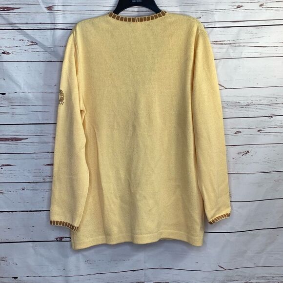 ST JOHN Gold Yellow Knit Button Up Cardigan Sweater - Picture 2 of 5